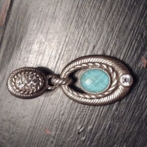 Judith Ripka SS Diamonique Faceted Turquoise Color Stone Enhancer Pendant